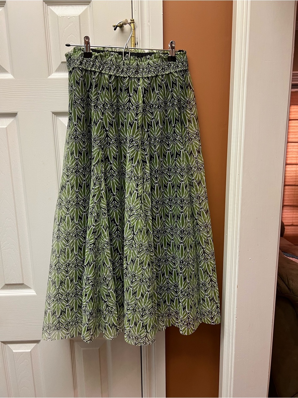 Cato Green and Black Patterned A-Line Midi Skirt